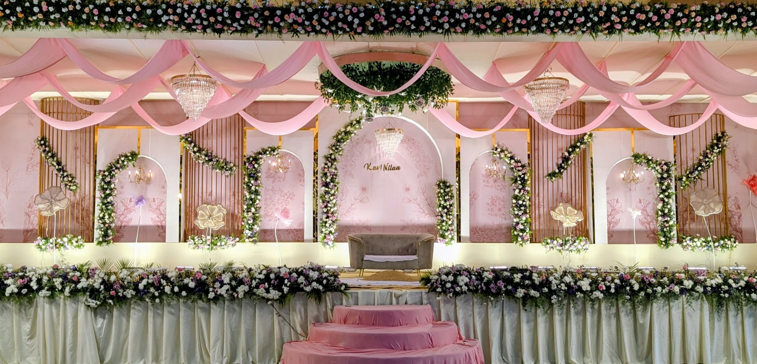 Rose Gold Reception after the setup