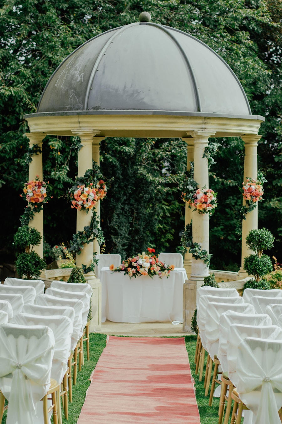 Behind-the-scenes floral detail being prepared for an event setup